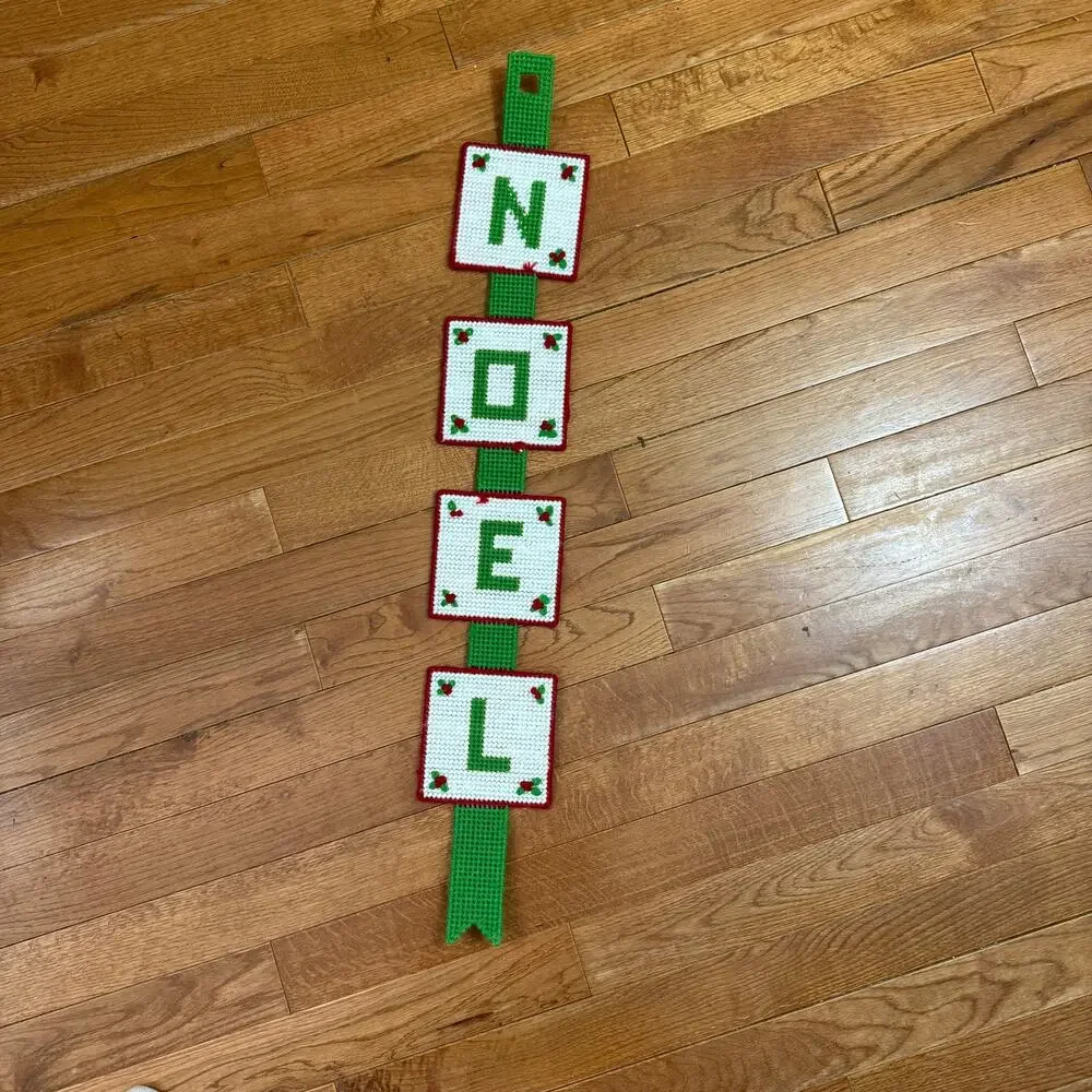 Mid Century Modern Plastic Canvas NOEL Wall Hanging Christmas Decor